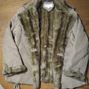 Jones New York Faux Suede and Fur Coat